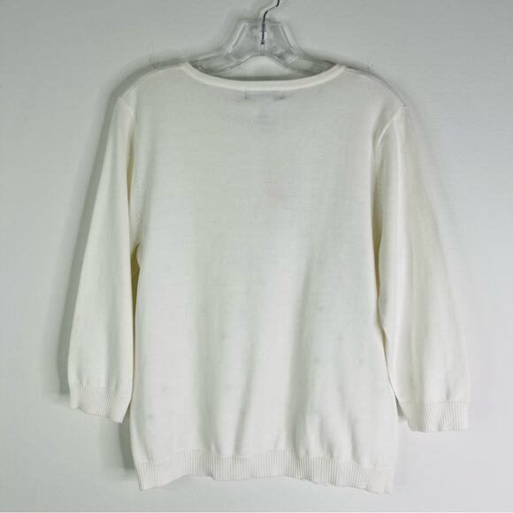 NWT Vintage white red blue embroidered polka dots cardigan sweater large - Picture 5 of 7